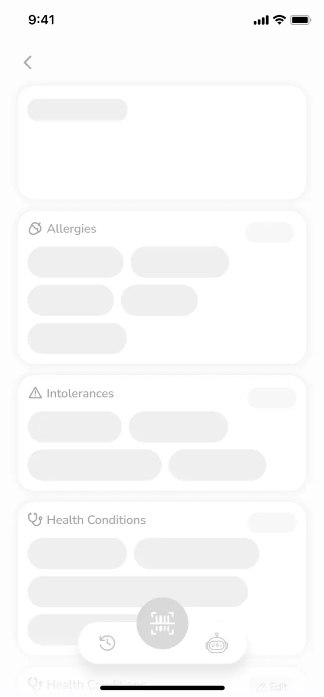 IngrediCheck wireframe screenshot