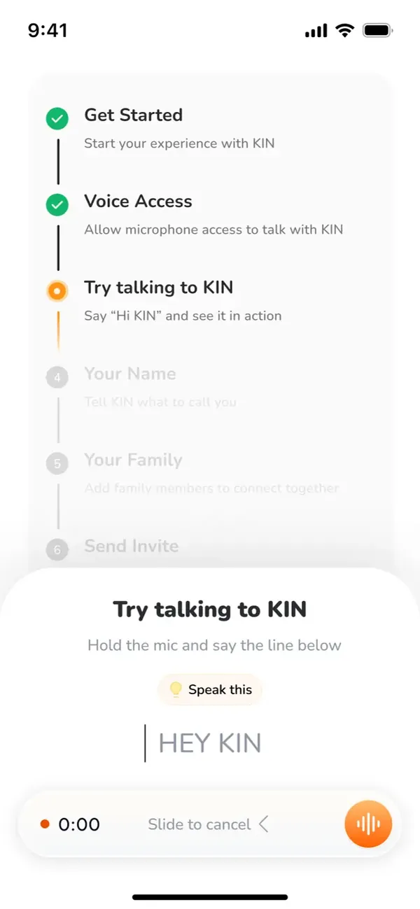 KIN Calendar app screen