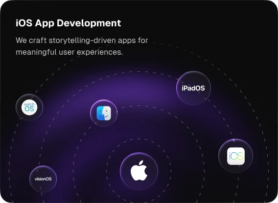 Native iOS app development card showing Apple platform bubbles