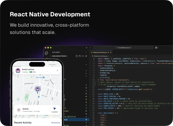 React Native mobile app development card from Eightinity's services section