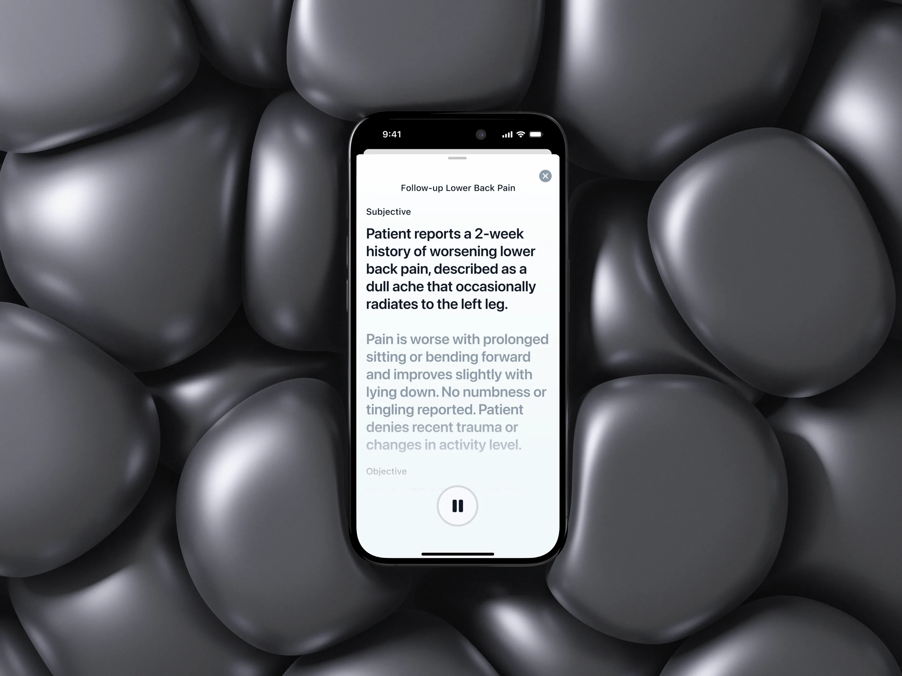 Soap Note AI running on iPhone
